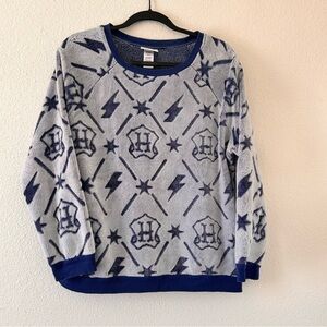 Wizard World Harry Potter Women Pajama Sweater Fit Medium Blue Fleece Line Cozy